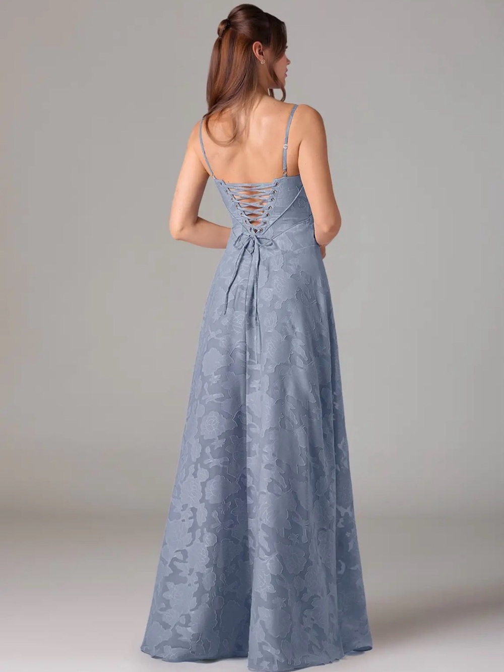Dusty Blue Floral burnout align Dress - Picture 6 of 6